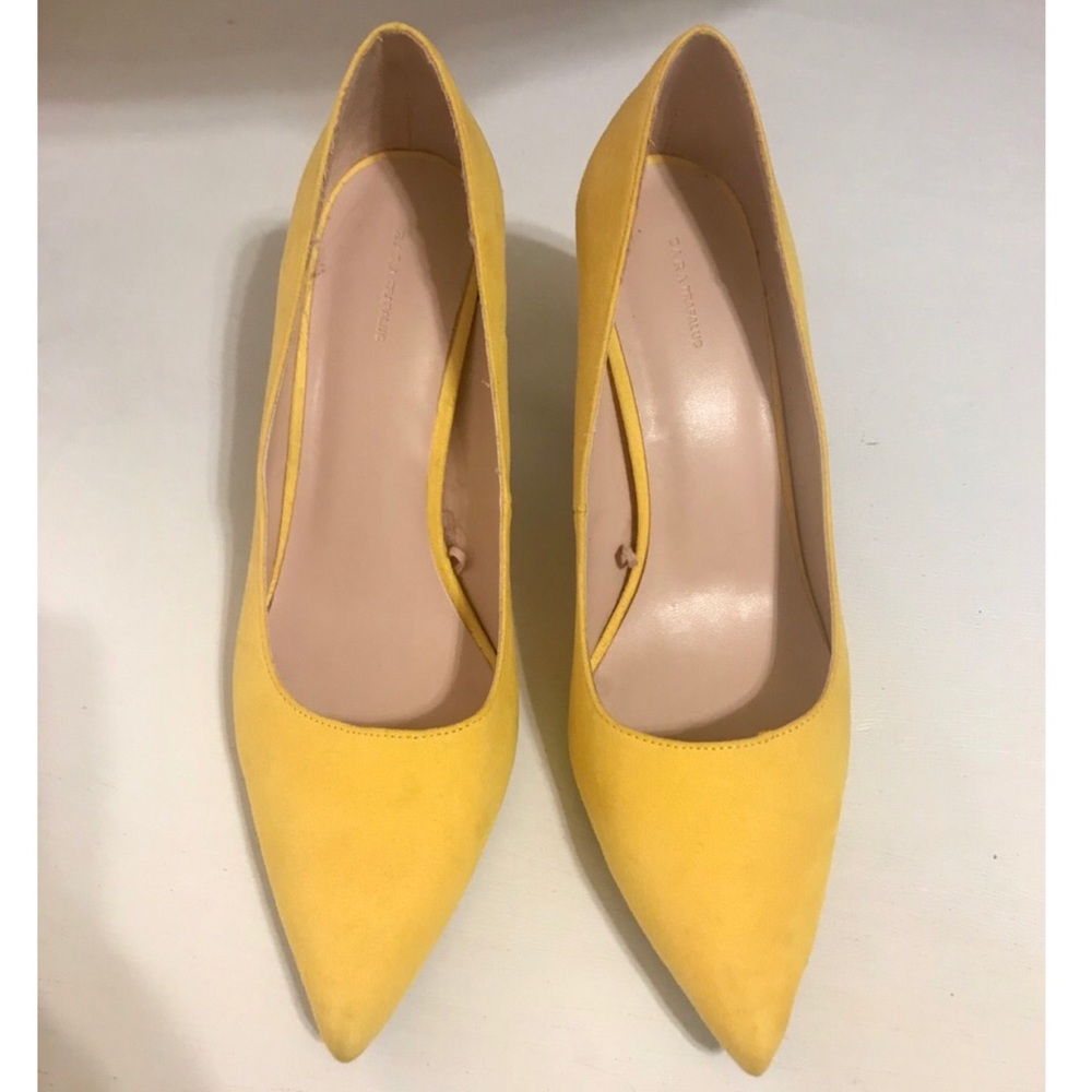 SOLD Zara Yellow Faux  Suede Heels